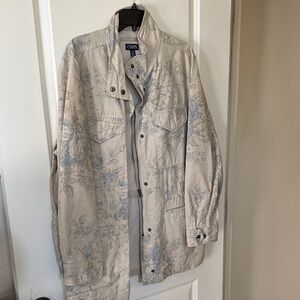 Chaps women's Cream Field Jacket with Light Blue Floral Print xl new